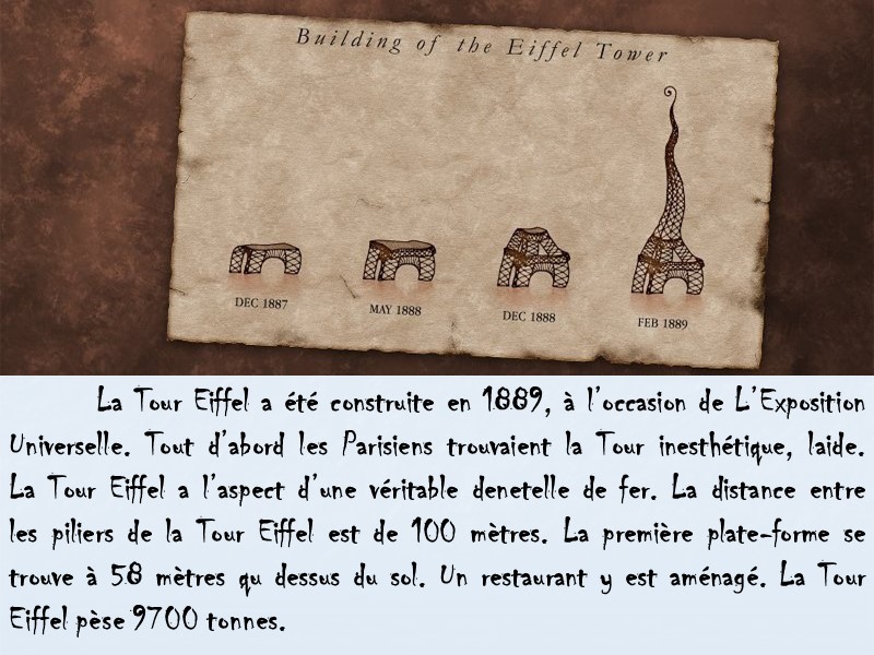 La Tour Eiffel a été construite en 1889, à l’occasion de L’Exposition Universelle. Tout